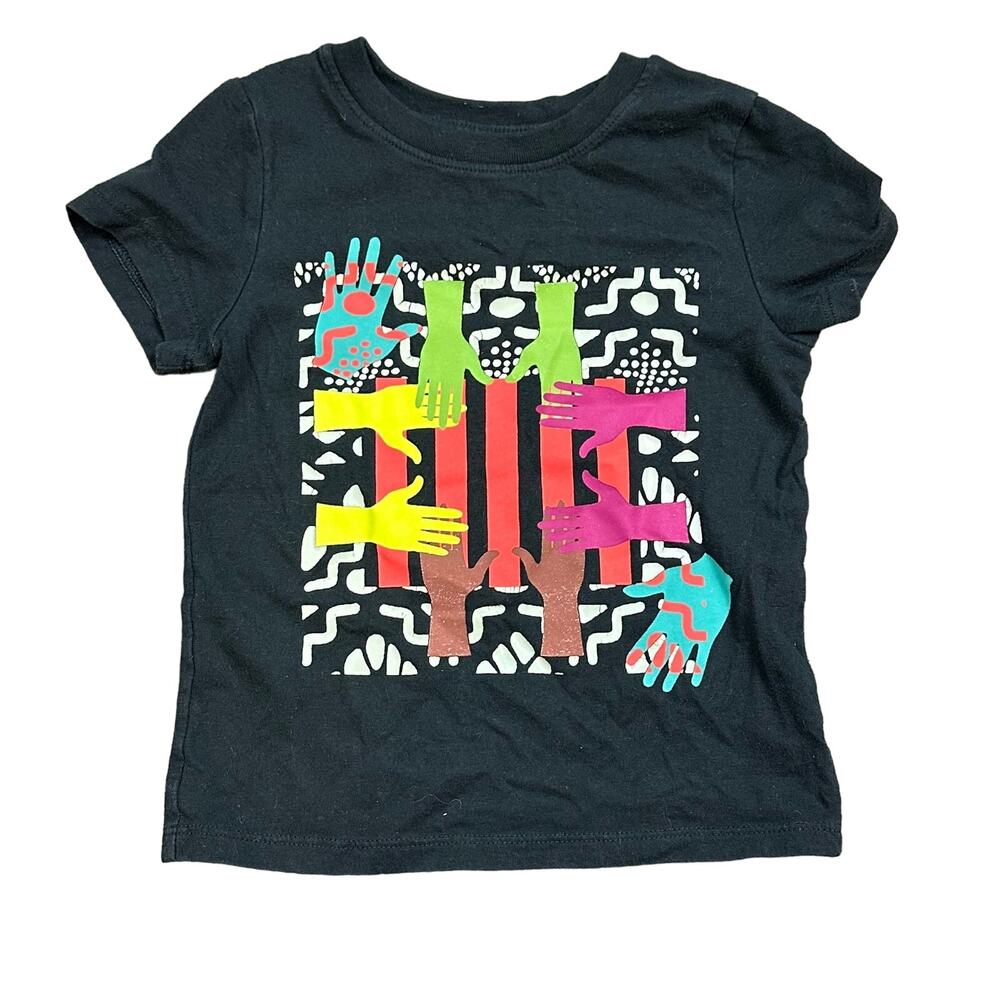 Black History Month Vintage Style Toddler Size 2T Hands Graphic Black T-Shirt